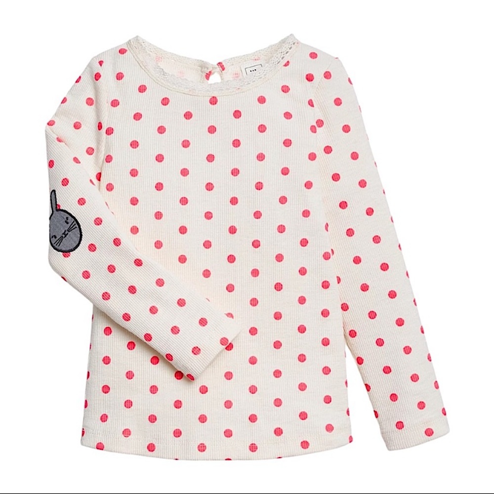 Sarah Jessica Parker for Gap Bunny patch pink polka dot long sleeve rib shirt 2T
